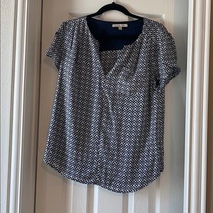 Navy and white blouse